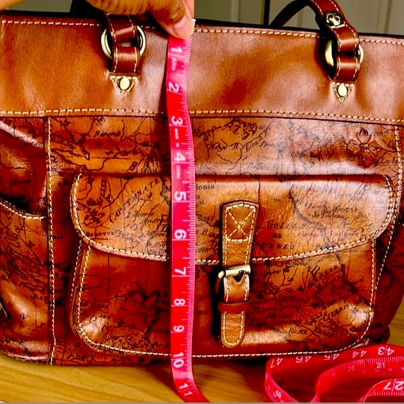 Patricia Nash 🎁Vintage Map Print Brown Leather Tote Shoulder Bag🎁 - Picture 6 of 11